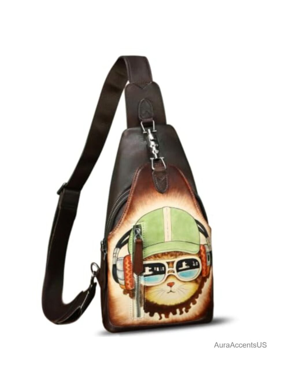 Genuine Cow Leather Sling Bag Crossbody Chest Backpack Unisex